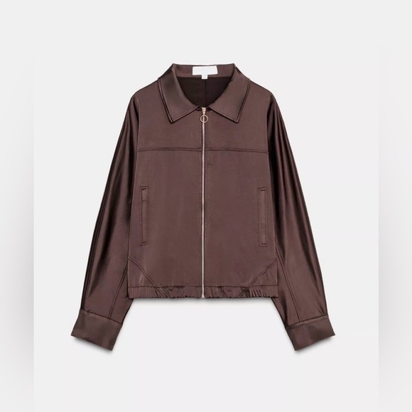 ZARA Satin Zip-Up Jacket - Picture 2 of 5